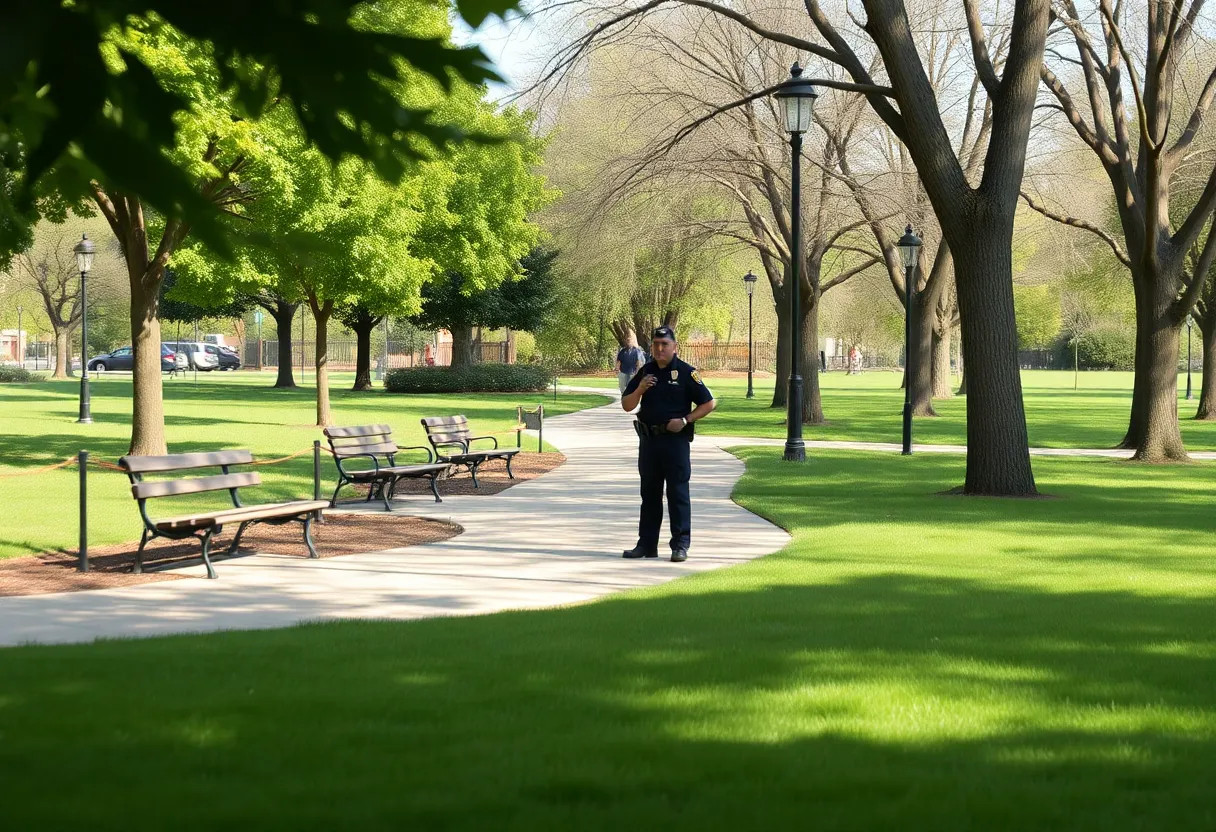 Police investigating a park scene in Brockton