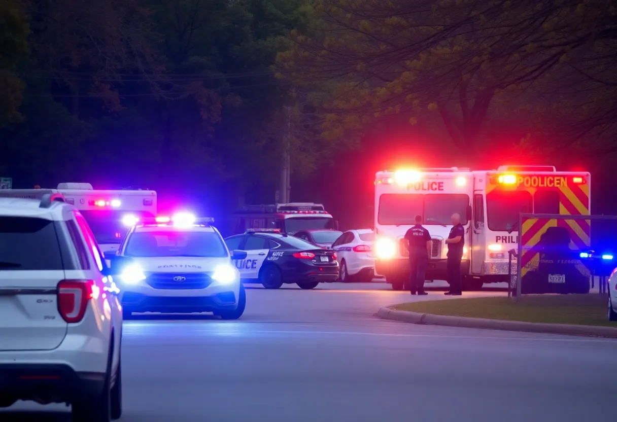 Police presence at Finnegan Park after a shooting incident.