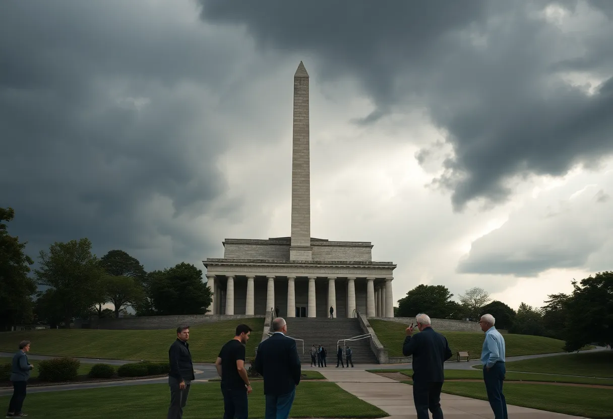Bunker Hill Monument with federal employees in front