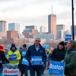Campaign volunteers in Boston reaching out to voters.