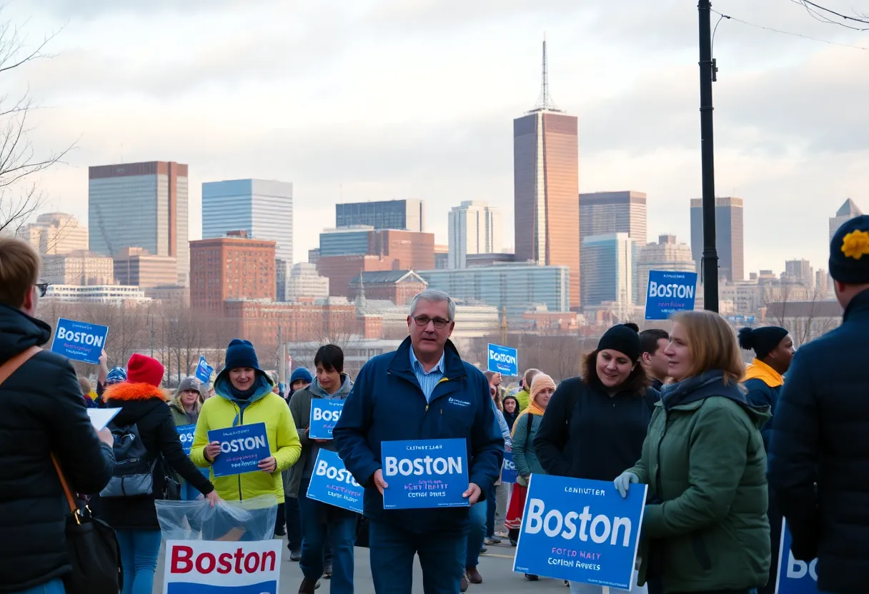 Campaign volunteers in Boston reaching out to voters.