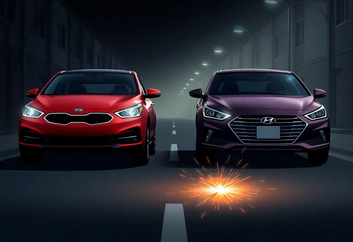 Illustration depicting car theft attempts on Kia and Hyundai vehicles in Worcester