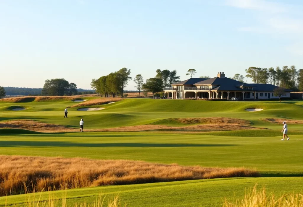 Scenic landscape of Chart Hills Golf Club showing vibrant greens and golf course features.