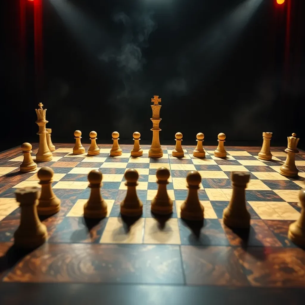 Theatrical representation of a chessboard for the Broadway revival of Chess.