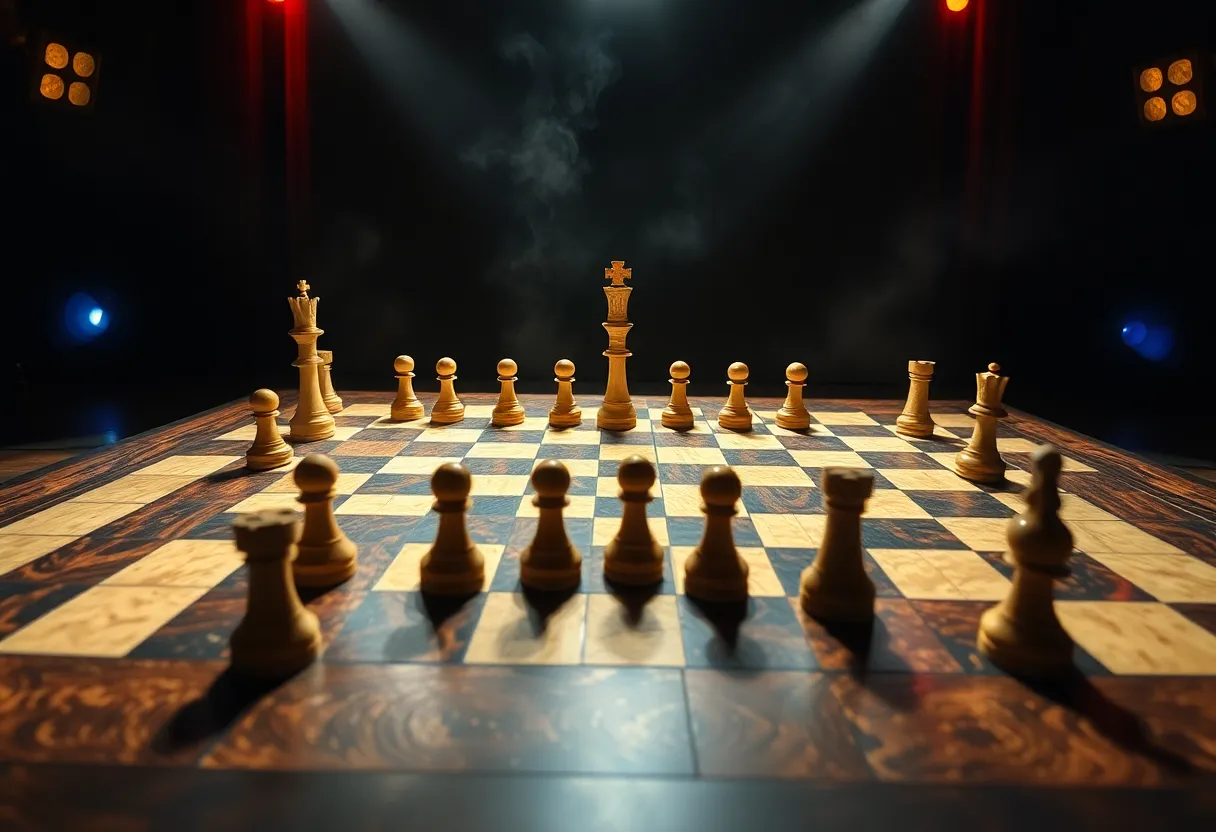 Theatrical representation of a chessboard for the Broadway revival of Chess.
