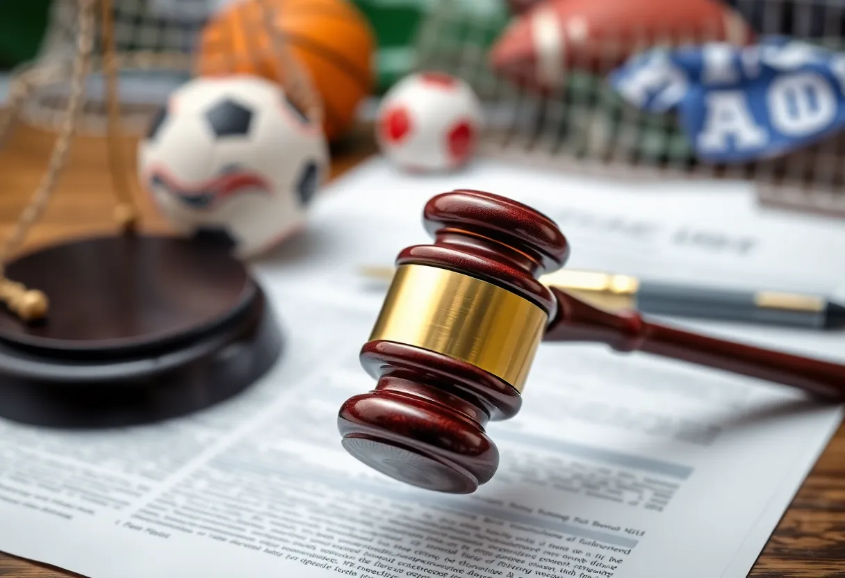 Gavel and legal documents representing the lawsuit against Kalshi.