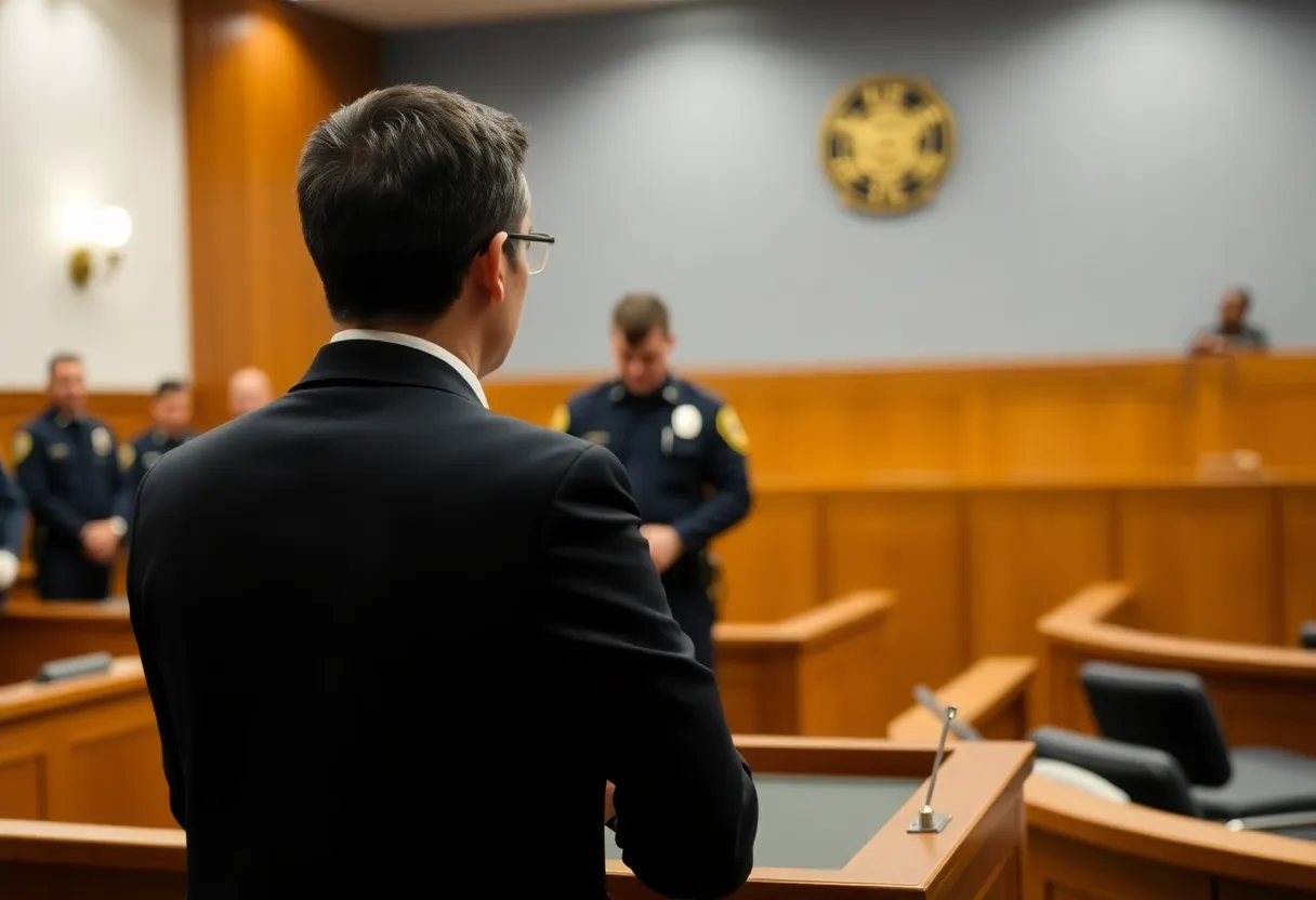 Witness stand in a courtroom setting