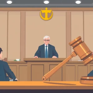 A courtroom scene illustrating the seriousness of legal proceedings