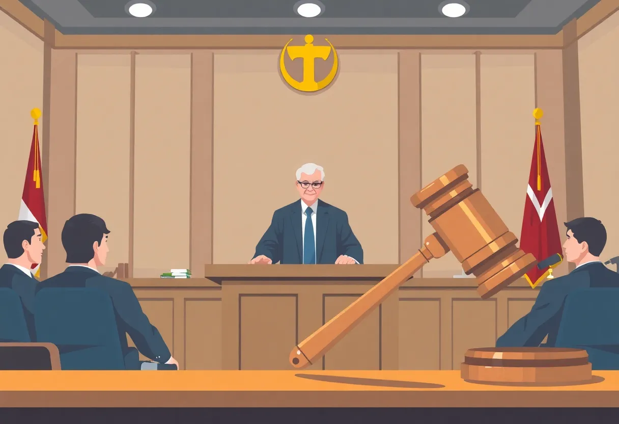 A courtroom scene illustrating the seriousness of legal proceedings