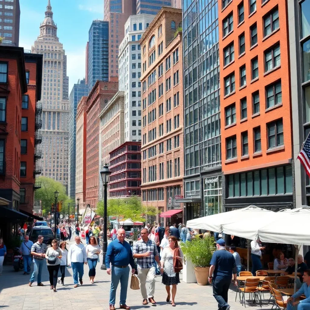 Vibrant downtown Boston with historic and modern buildings
