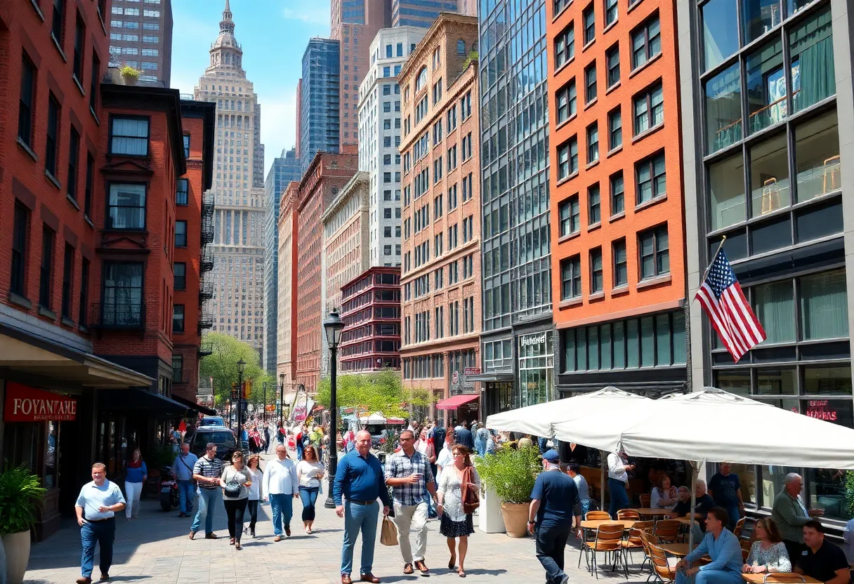 Vibrant downtown Boston with historic and modern buildings