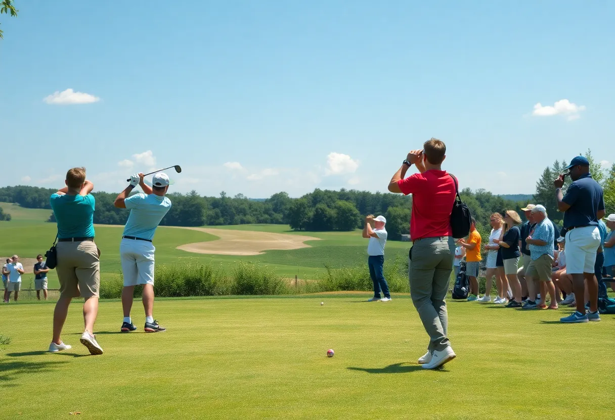Players participating in a high school golf tournament