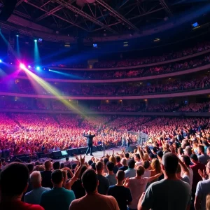 Audience enjoying Eric Clapton's concert at TD Garden