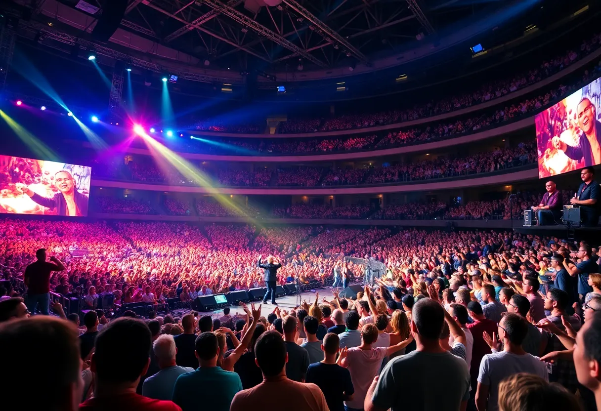 Audience enjoying Eric Clapton's concert at TD Garden