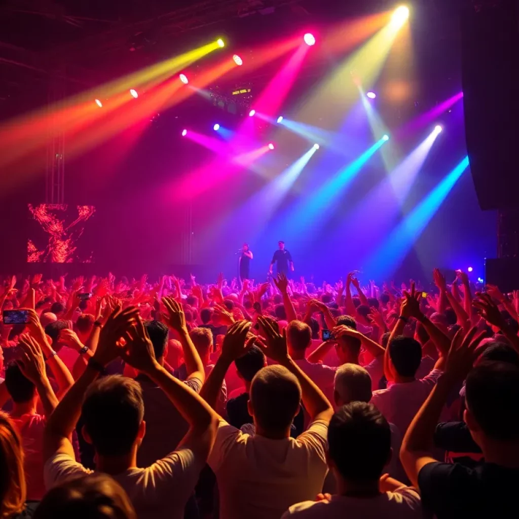 Crowd enjoying Eric Clapton in concert at Madison Square Garden
