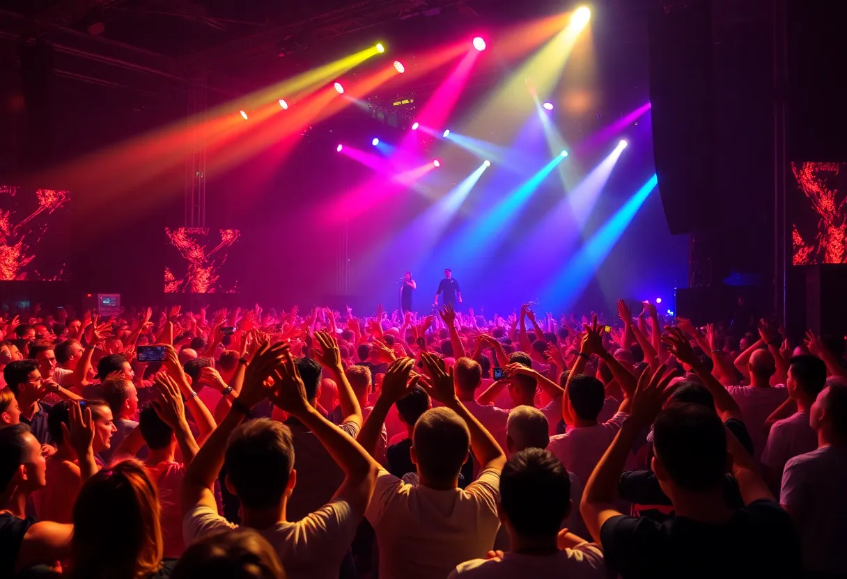 Crowd enjoying Eric Clapton in concert at Madison Square Garden