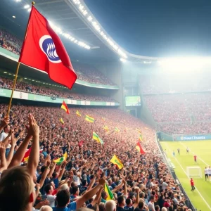 Crowd enjoying a FIFA World Cup match at Boston Stadium