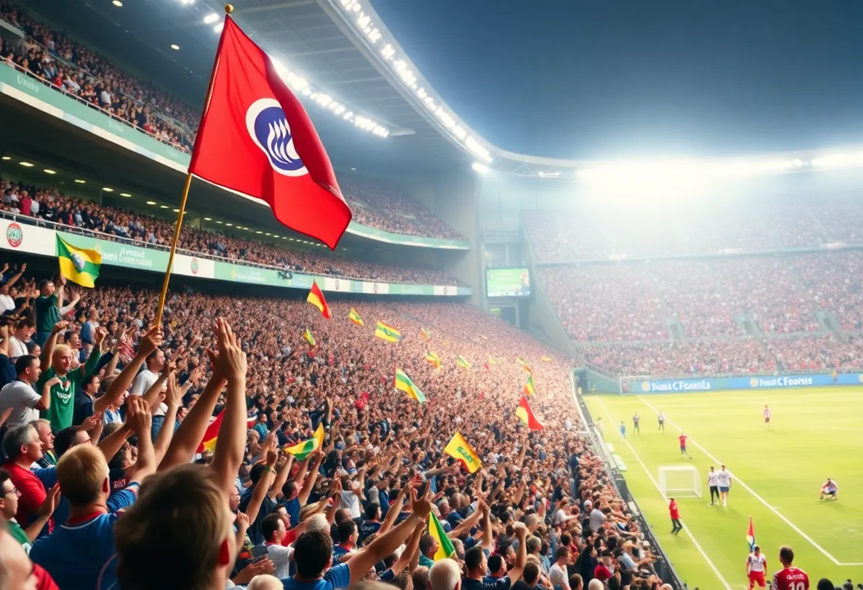 Crowd enjoying a FIFA World Cup match at Boston Stadium