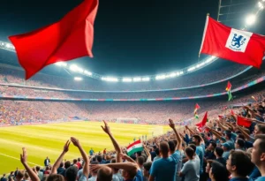 Crowd of fans cheering at Gillette Stadium during FIFA World Cup matches