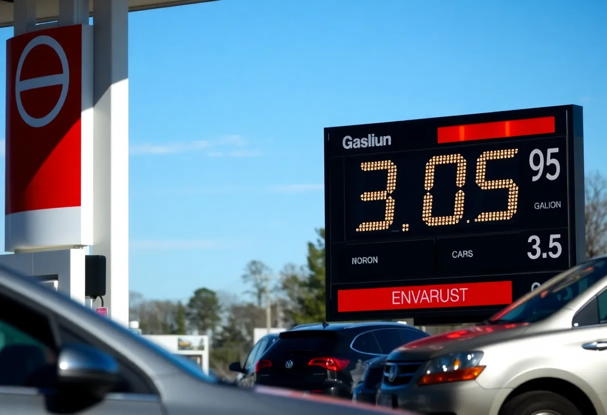 Gas station showing fuel price of $3.05 per gallon