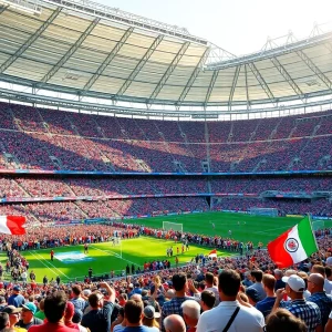 Gillette Stadium during FIFA World Cup with fans and flags