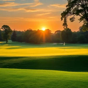 Early morning view of a tranquil golf course