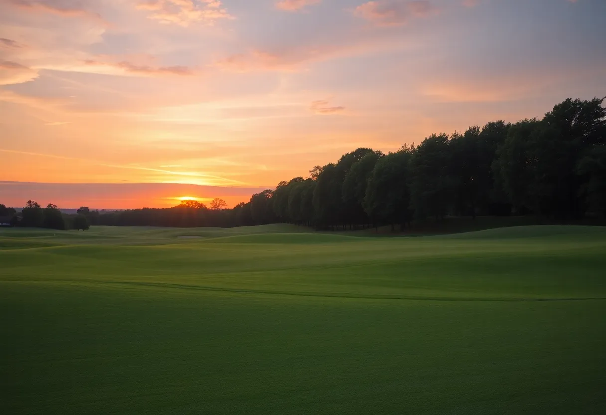 A tranquil golf course reflecting on the life of Richard E. Hale.