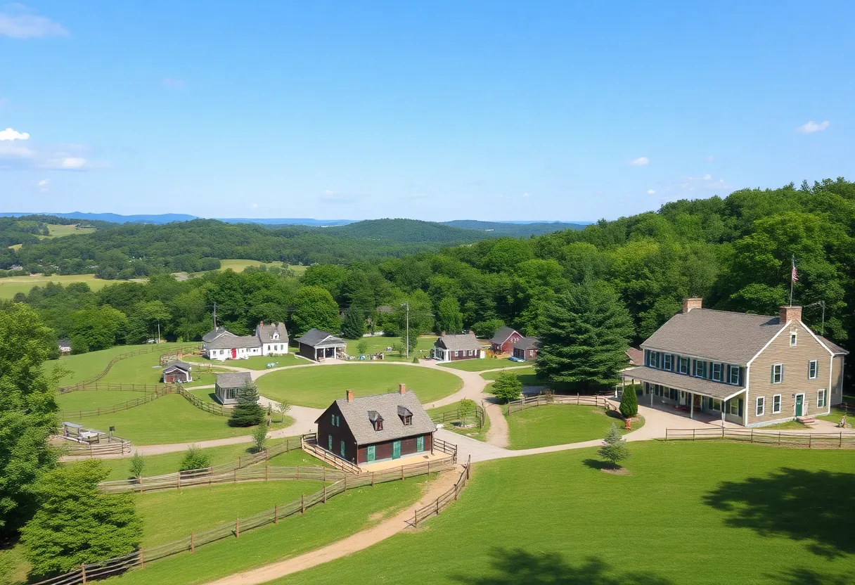 Scenic view of Hamilton's equestrian landscape with horses and trails.