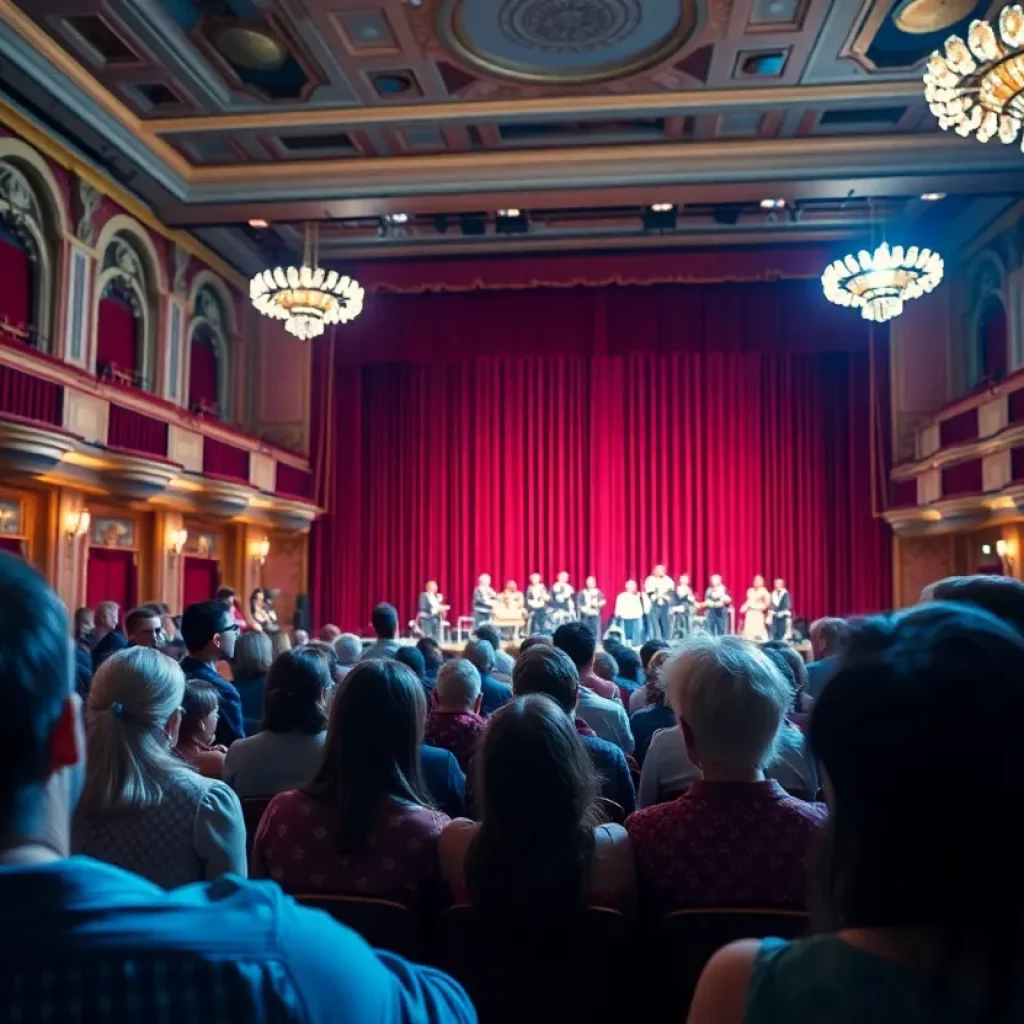 The interior of the Citizens Bank Opera House during the Hamilton musical performance.