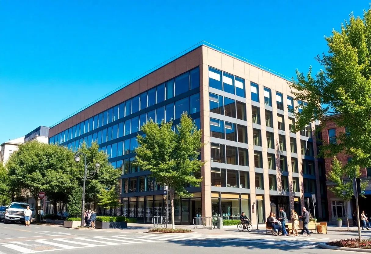 Exterior of Hasbro’s new corporate headquarters in Boston’s Seaport District.