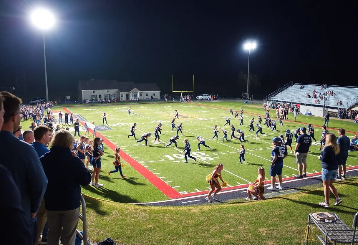 High school football game in Boston metro area