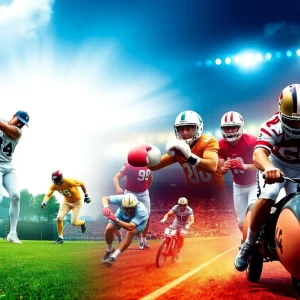 Collage of significant historic sports moments from golf, boxing, football, and racing.