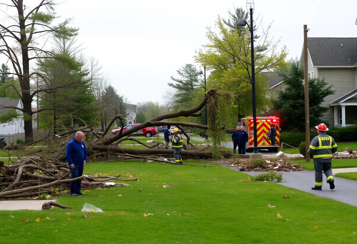Damage caused by the tornado in Holden, Massachusetts