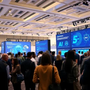 Attendees at HubSpot Inbound 2025 conference exploring AI technologies