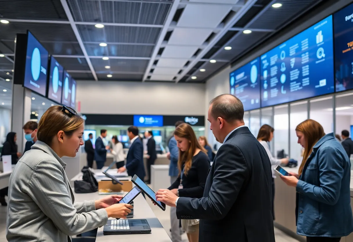 Customers engaging with digital banking services