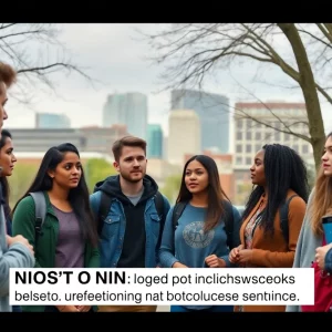 A group of international students in Boston expressing concern on campus