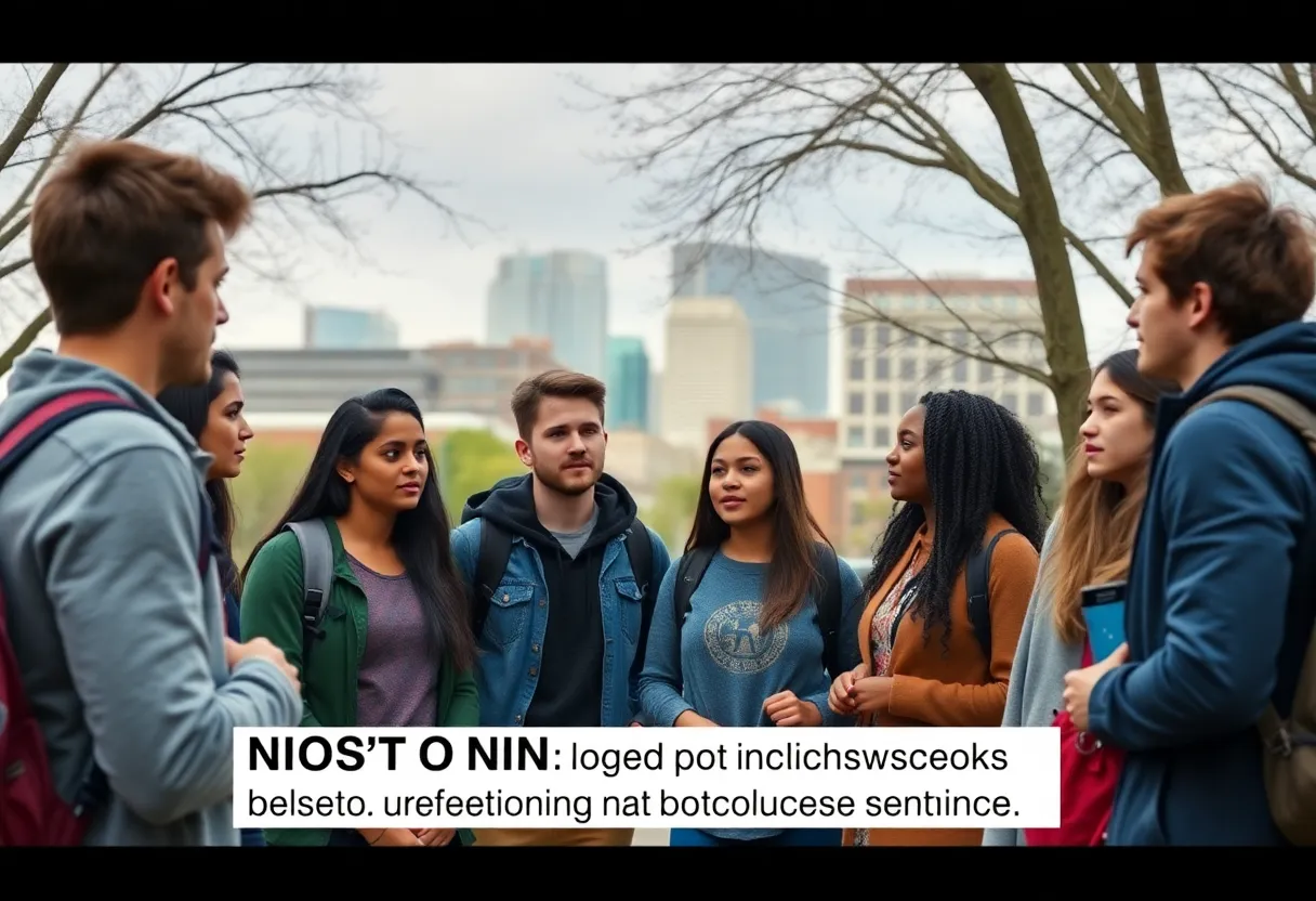 A group of international students in Boston expressing concern on campus