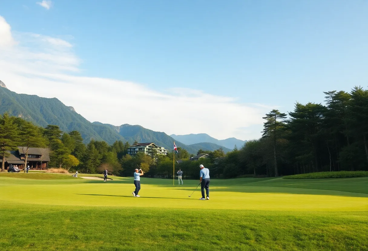 Kent State men's golf team playing at Grand Fields Country Club in Japan