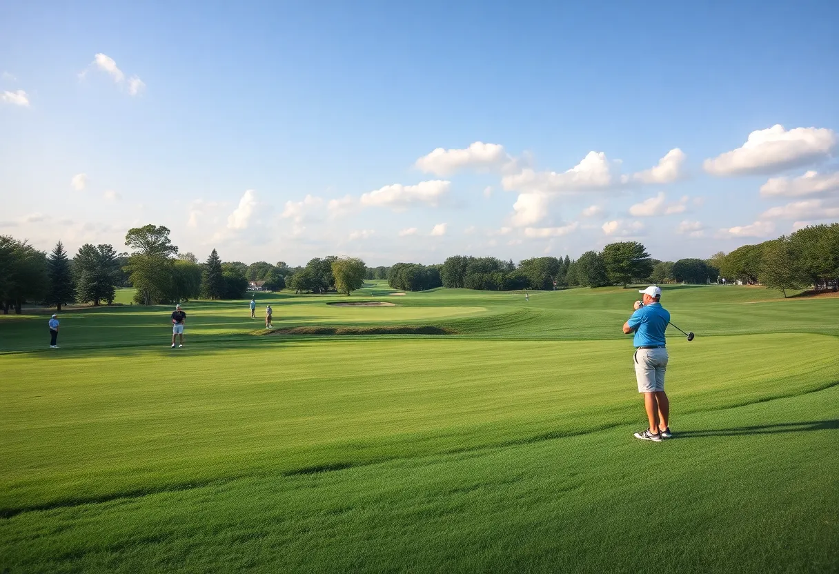 Ludlow golf team participating in the PVIAC Boys Golf Invitational at Franconia Golf Course
