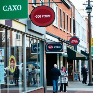 Street scene in Massachusetts highlighting businesses with transparent pricing.
