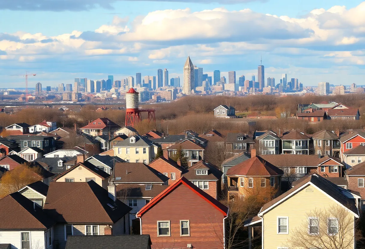 Urban view of Massachusetts highlighting affordability issues.