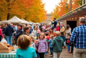 Families enjoying a fall festival in Massachusetts