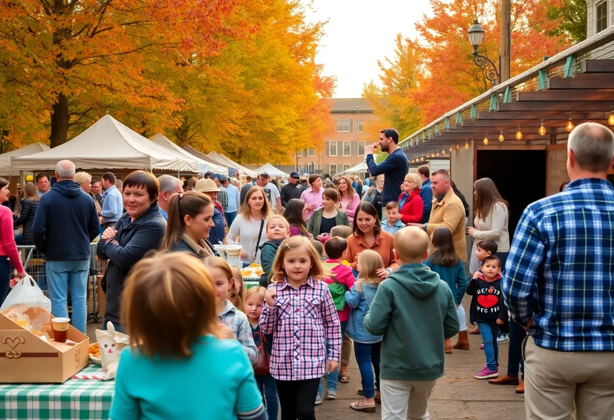Families enjoying a fall festival in Massachusetts
