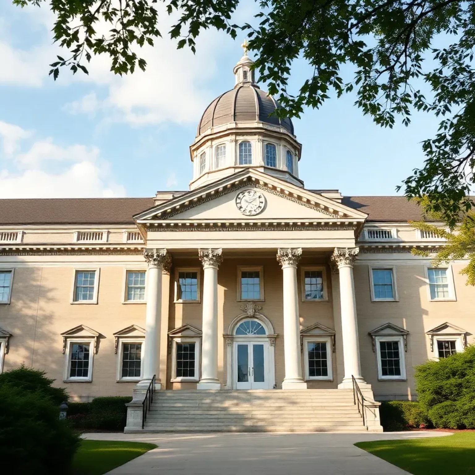 Legislative building representing salary range transparency law in Massachusetts