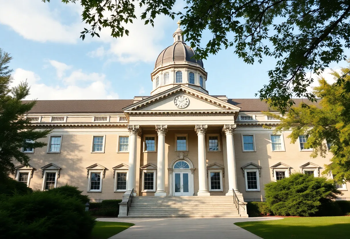 Legislative building representing salary range transparency law in Massachusetts