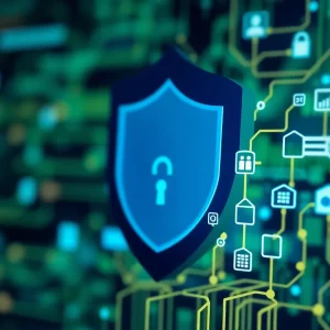 Abstract representation of privacy and data protection in Massachusetts.