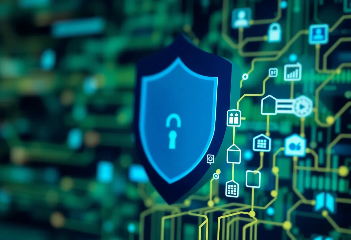 Abstract representation of privacy and data protection in Massachusetts.
