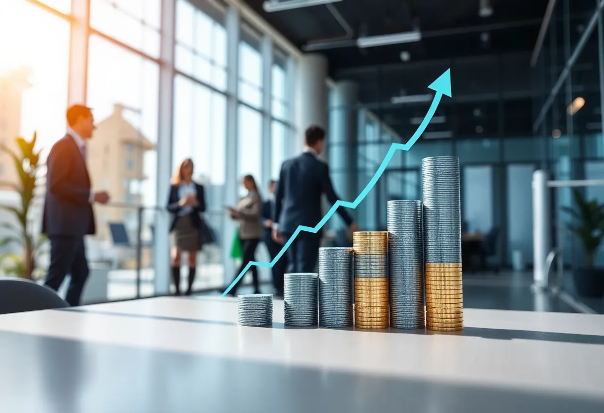 Abstract financial growth representation in a partnership.
