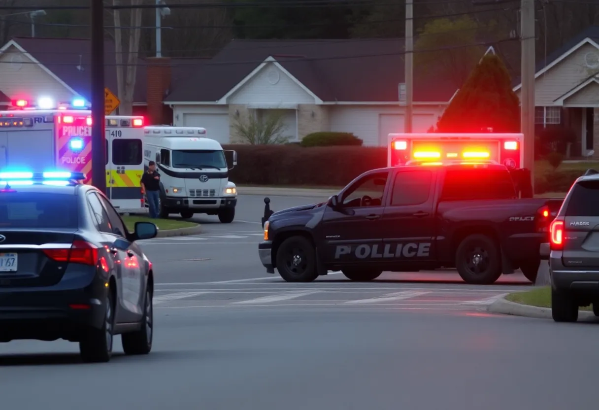 Police and emergency responders at the scene of a truck accident in Milford, Massachusetts.