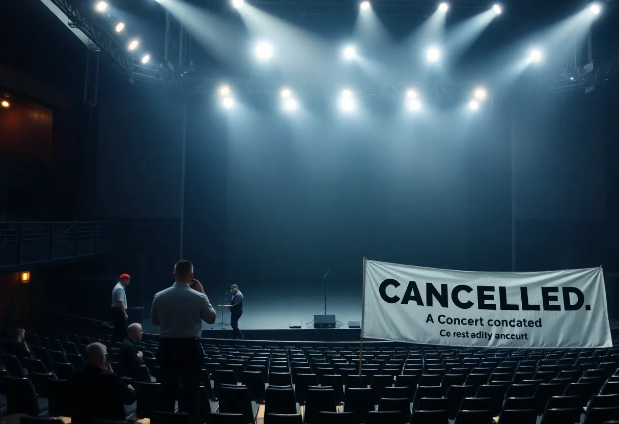 Empty concert stage due to cancellation